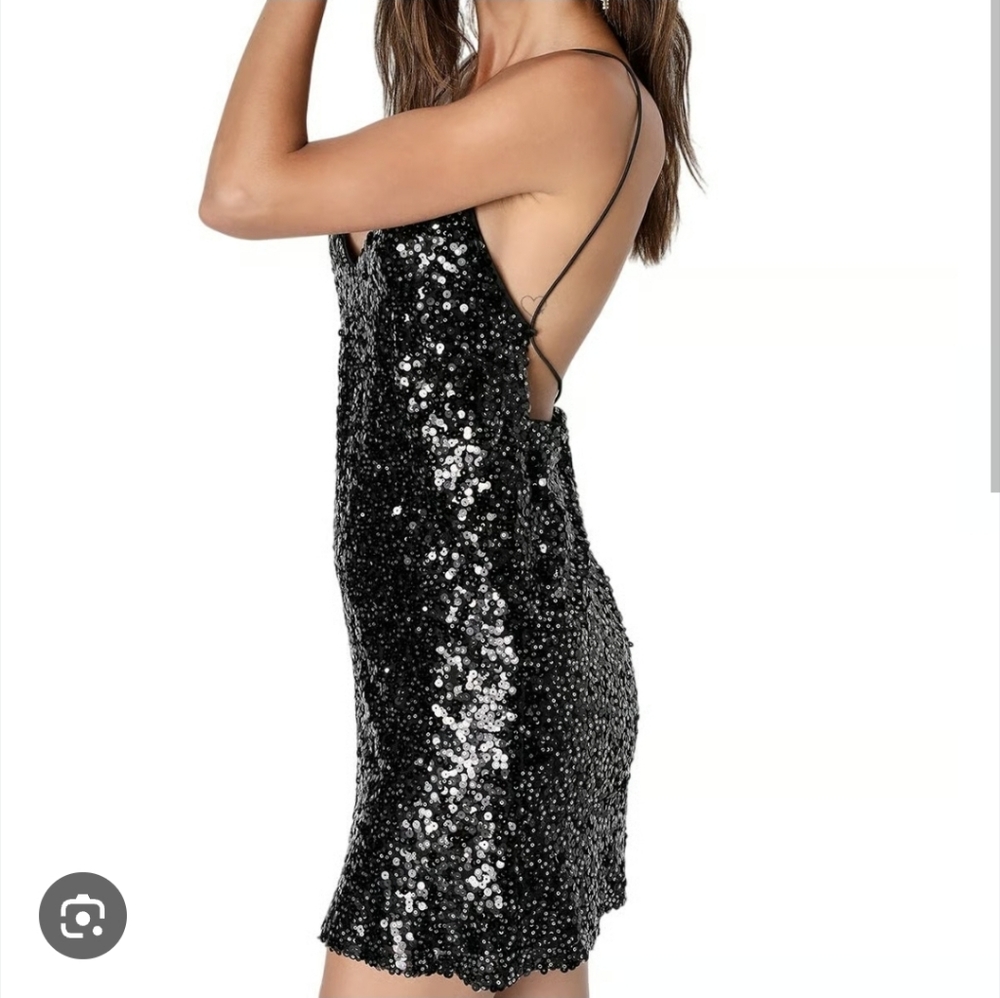 Lulu's Black Sequin Mini Dress